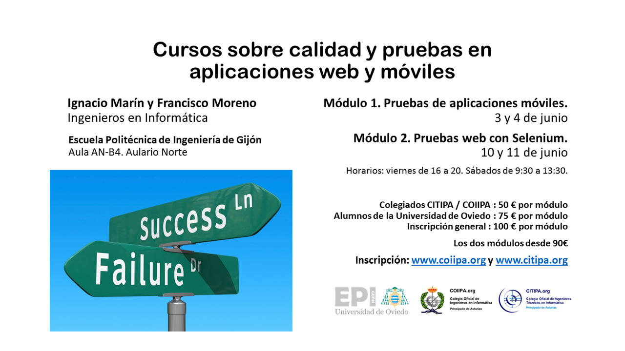 Cartel - cursos testing aplicaciones web y móviles